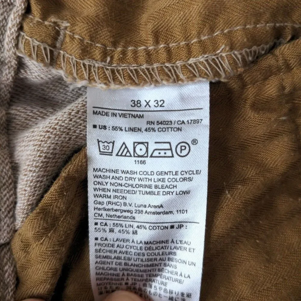 Banana Republic Linen Blend Pants Size 38x32 Athletic Fit Khaki Old Money